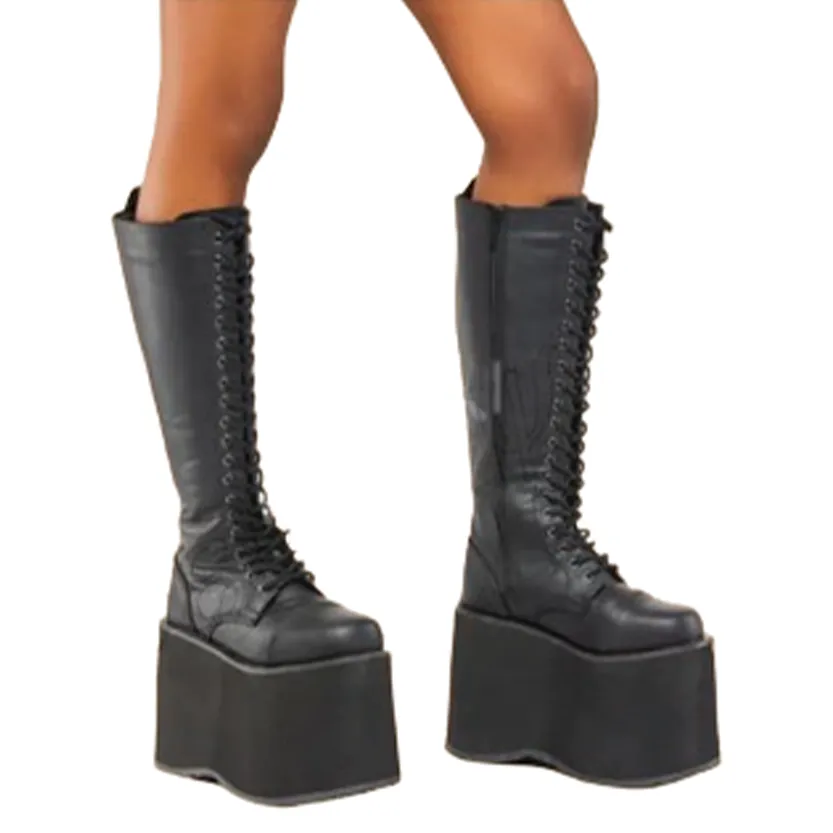 Funki Buys | Boots | Women's Red Buckle Strap Platform Boots