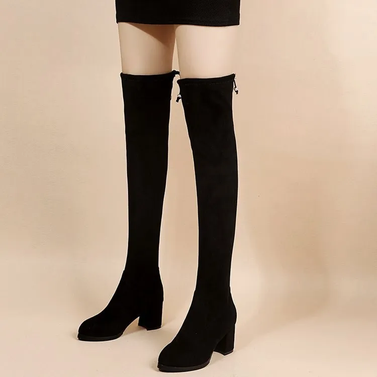 Funki Buys | Boots | Women's Thigh High Block Heel Boots 4|6|8