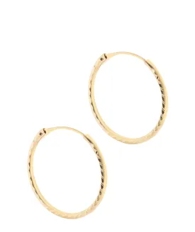 Gift Packaged 'Rochefort' 9ct Yellow Gold Diamond Cut Hoop Earrings