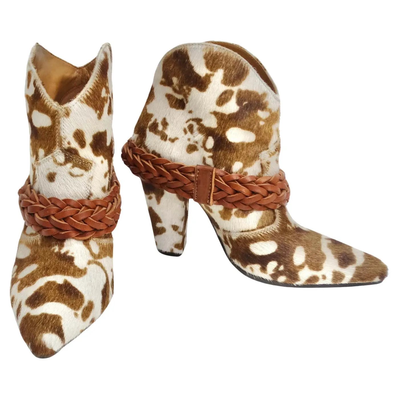 Golden Goose Cow Print Calf Hair Ankle Boots