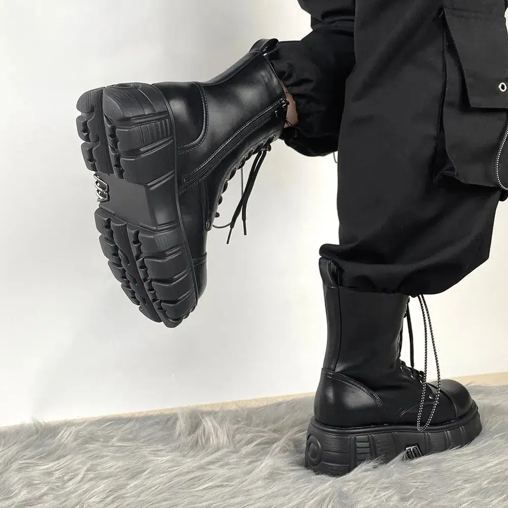 Grunge Zip-Up Platform Combat Boots