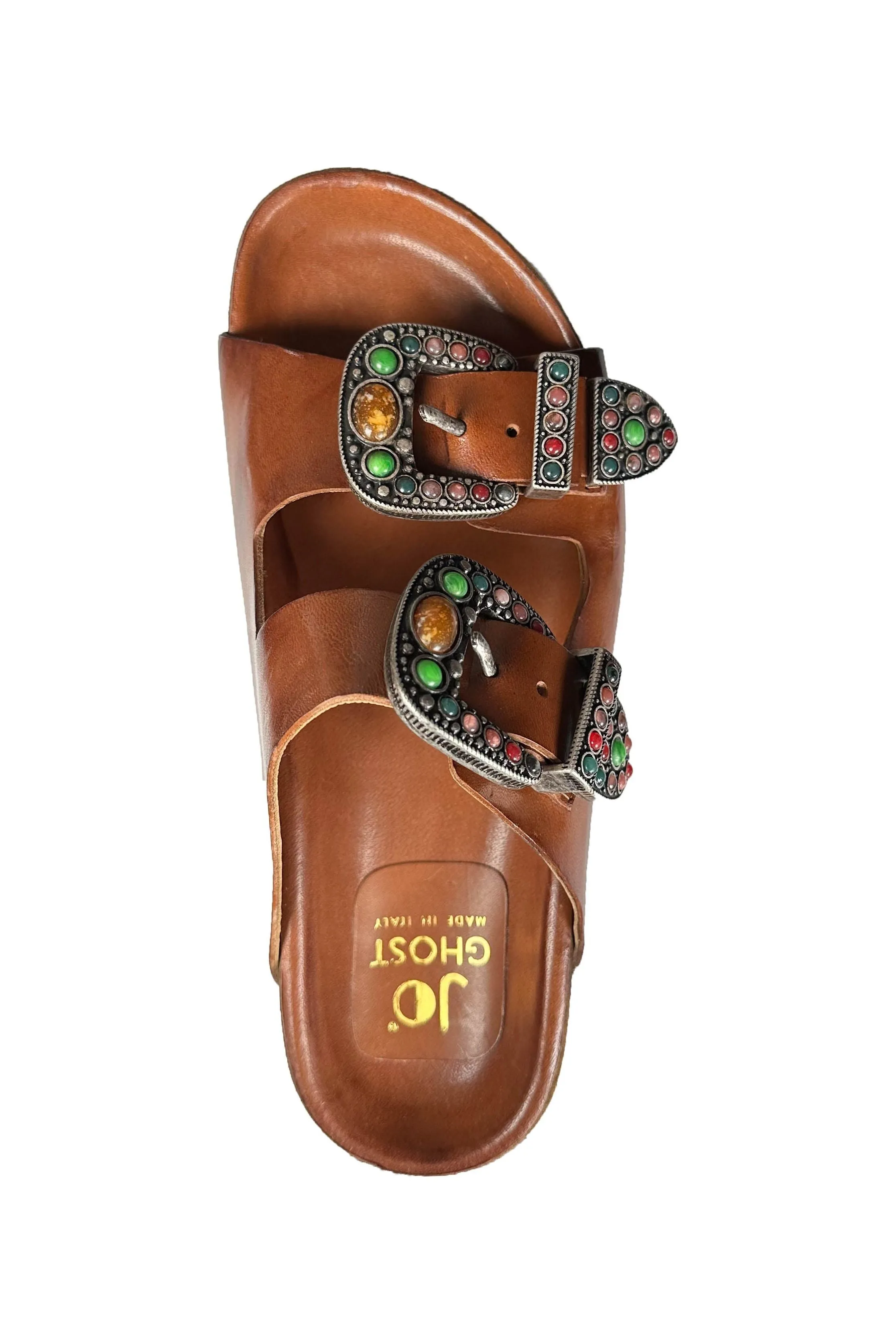 Jo Ghost Toni Embellished 2 Band Slide Sandal 3535  | Noce Vitello