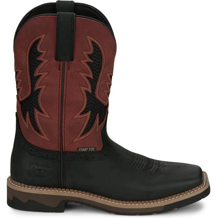 Justin Men's Bolt 11" Comp Toe Western Work Boot -Black- SE4117