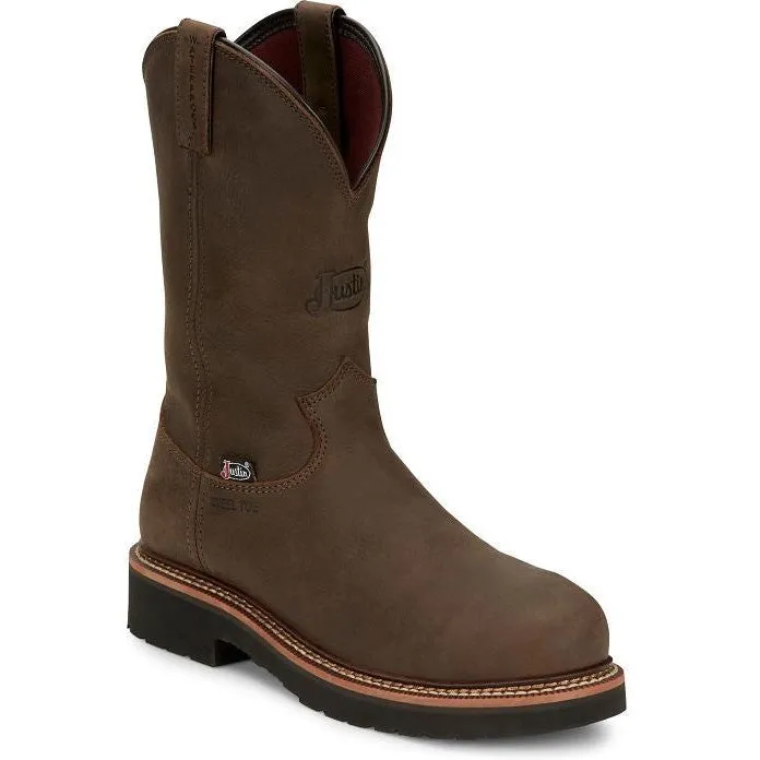 Justin Men's Carbide 11" WP Steel Toe Western Work Boot -Brown- OW4458