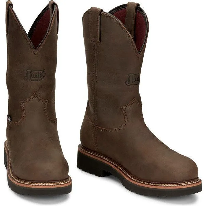 Justin Men's Carbide 11" WP Steel Toe Western Work Boot -Brown- OW4458