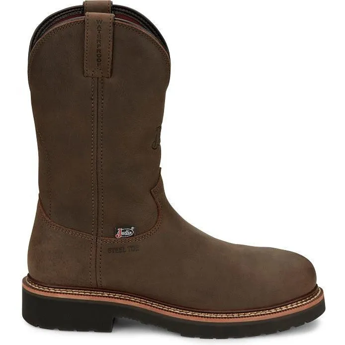 Justin Men's Carbide 11" WP Steel Toe Western Work Boot -Brown- OW4458