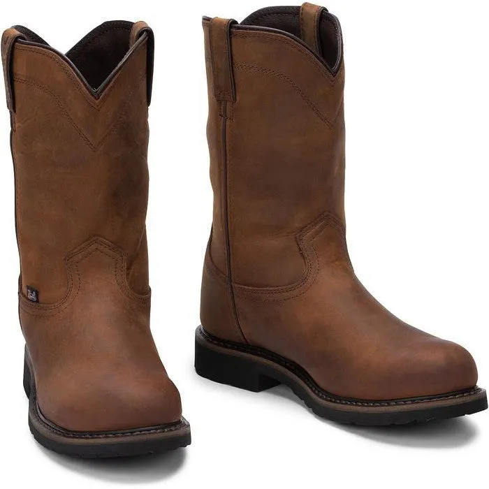 Justin Men's Drywall 10" Steel Toe WP Western Work Boot -Brown- SE4961