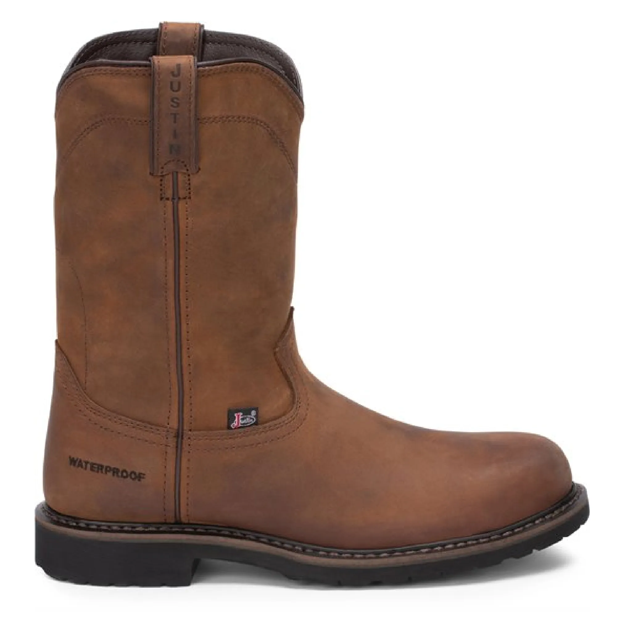 Justin Work Boots Mens Drywall Pull On | Style SE4961 Color Whiskey Brown