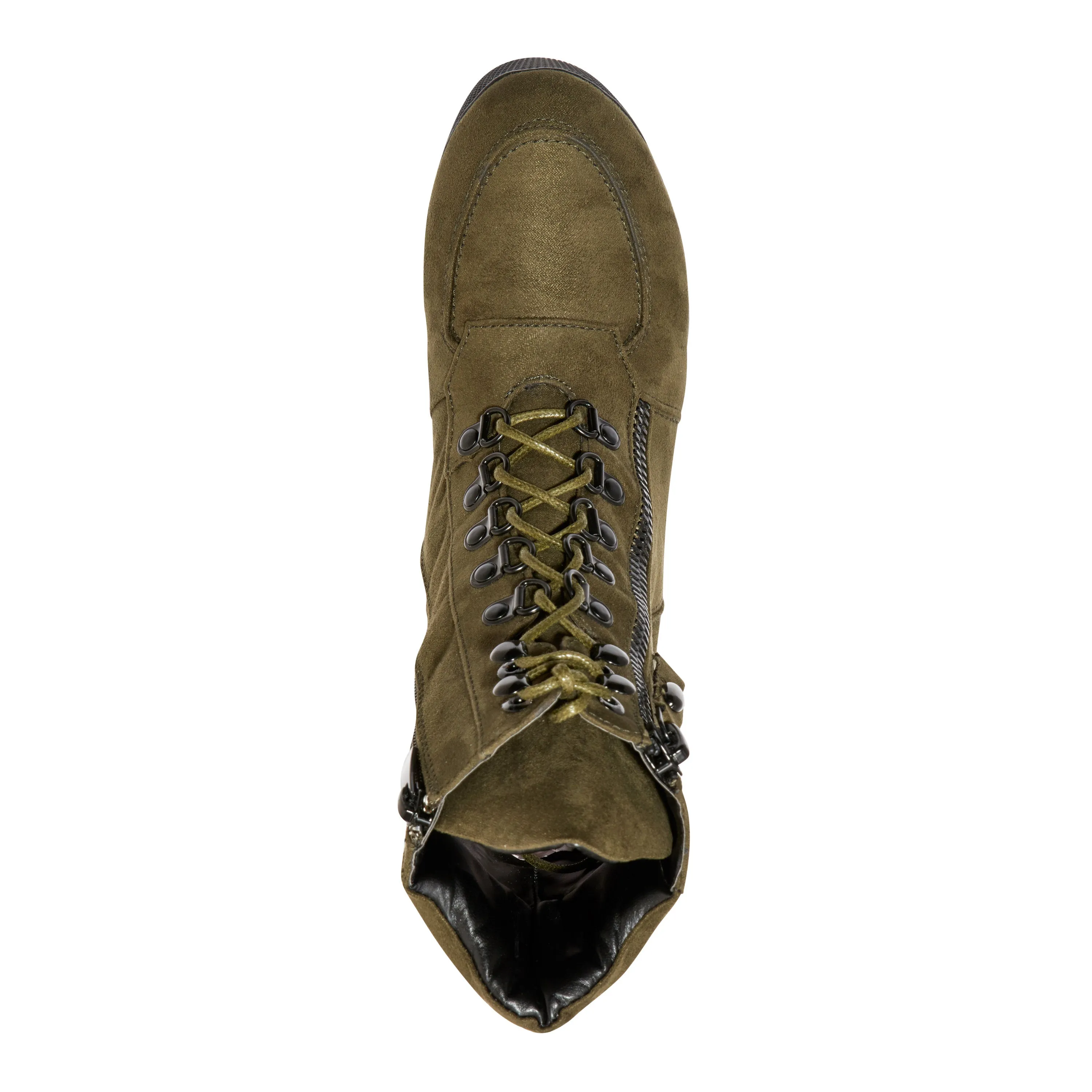 Khaki Chunky Lace Up Boot