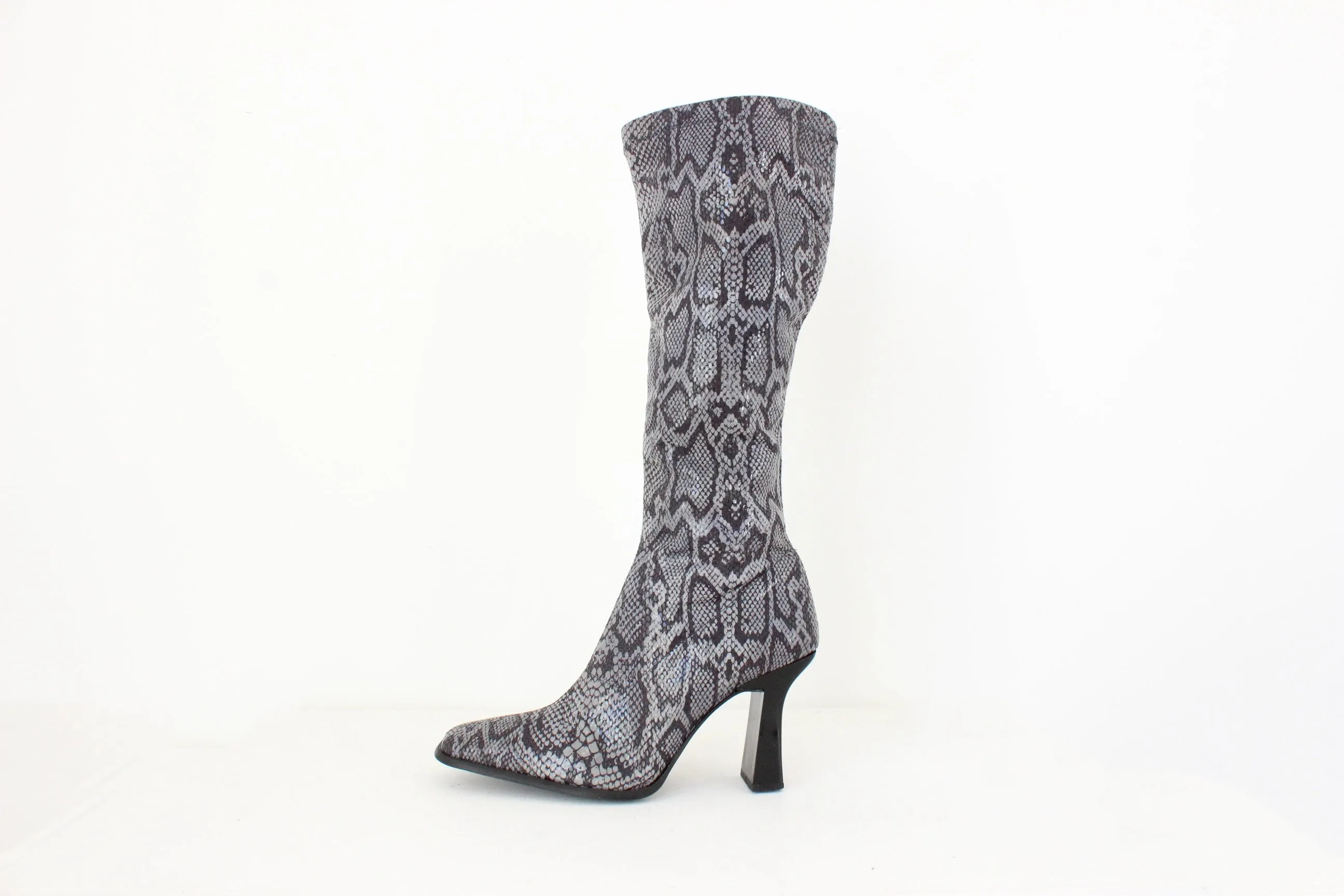 MADE IN ITALY 90s Python Print Fabric Knee High Boots - Euro 39