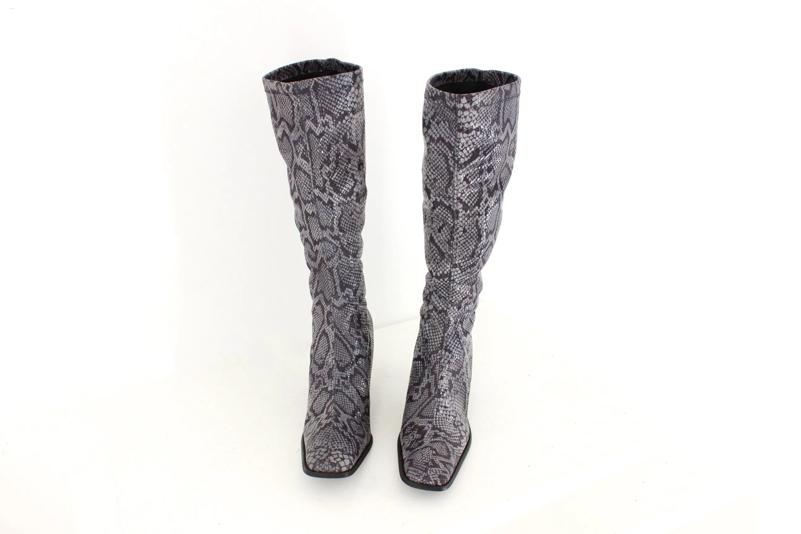 MADE IN ITALY 90s Python Print Fabric Knee High Boots - Euro 39