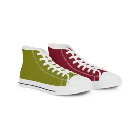 Men's Burgundy & Olive Mismatched High Top Sneakers