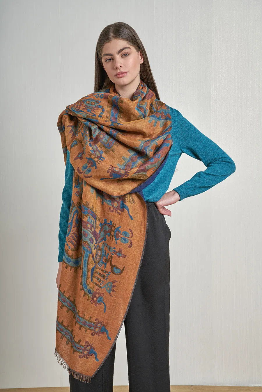 Nazca - 34 Shawl Royal Alpaca & Silk Color Blue