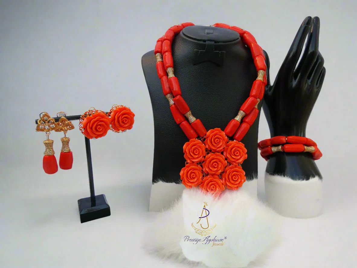 New Original Coral Design Bridal Party Groom Wedding Jewellery Set