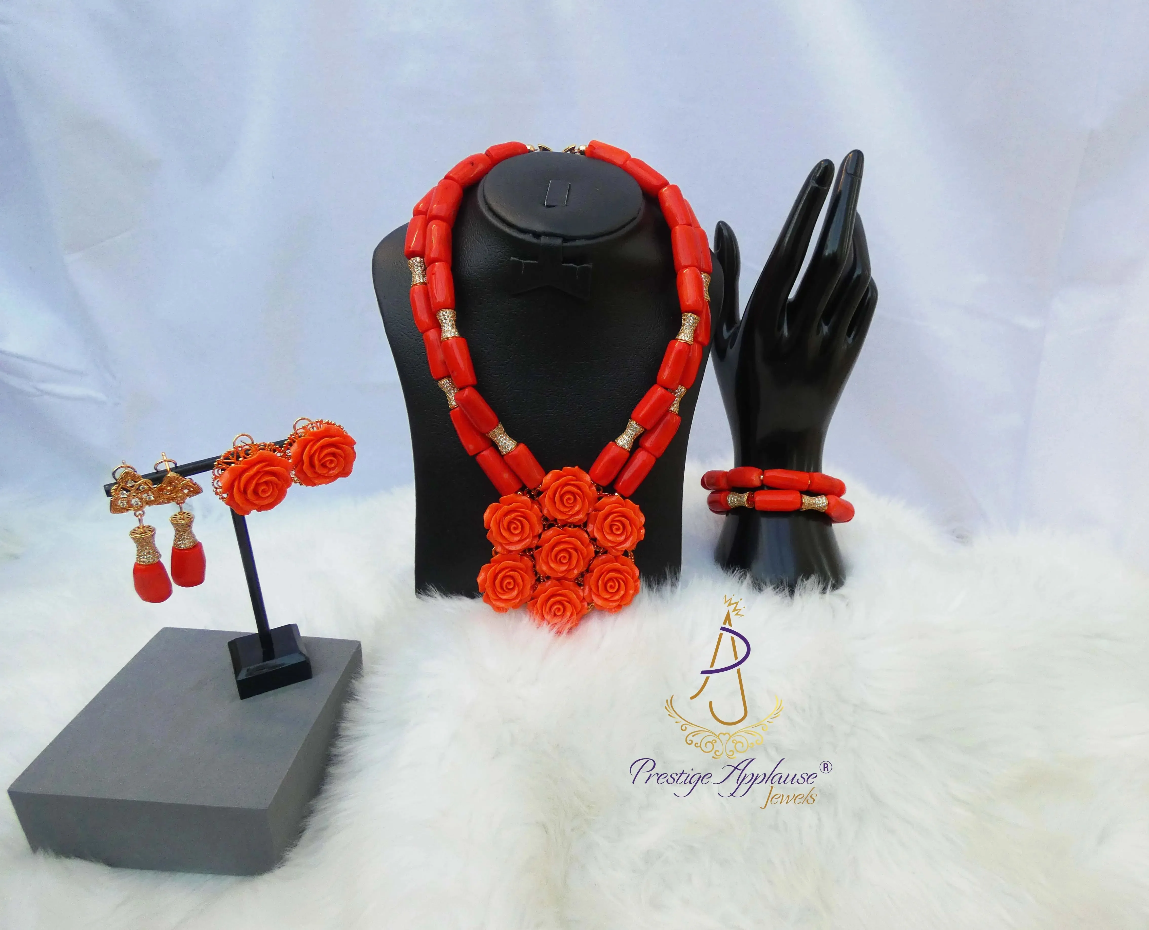 New Original Coral Design Bridal Party Groom Wedding Jewellery Set