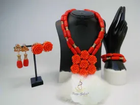 New Original Coral Design Bridal Party Groom Wedding Jewellery Set