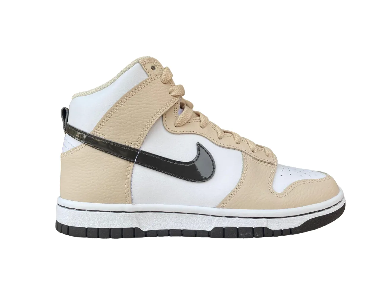 Nike scarpa sneakers alta da donna Dunk High W FD9874 100 bianco-beige