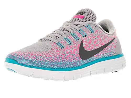 Nike Womens Free Rn Distance Wolf Grey/Dark Grey/Pink Blast Running Shoe (7.5)