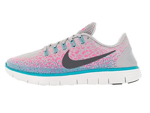 Nike Womens Free Rn Distance Wolf Grey/Dark Grey/Pink Blast Running Shoe (7.5)