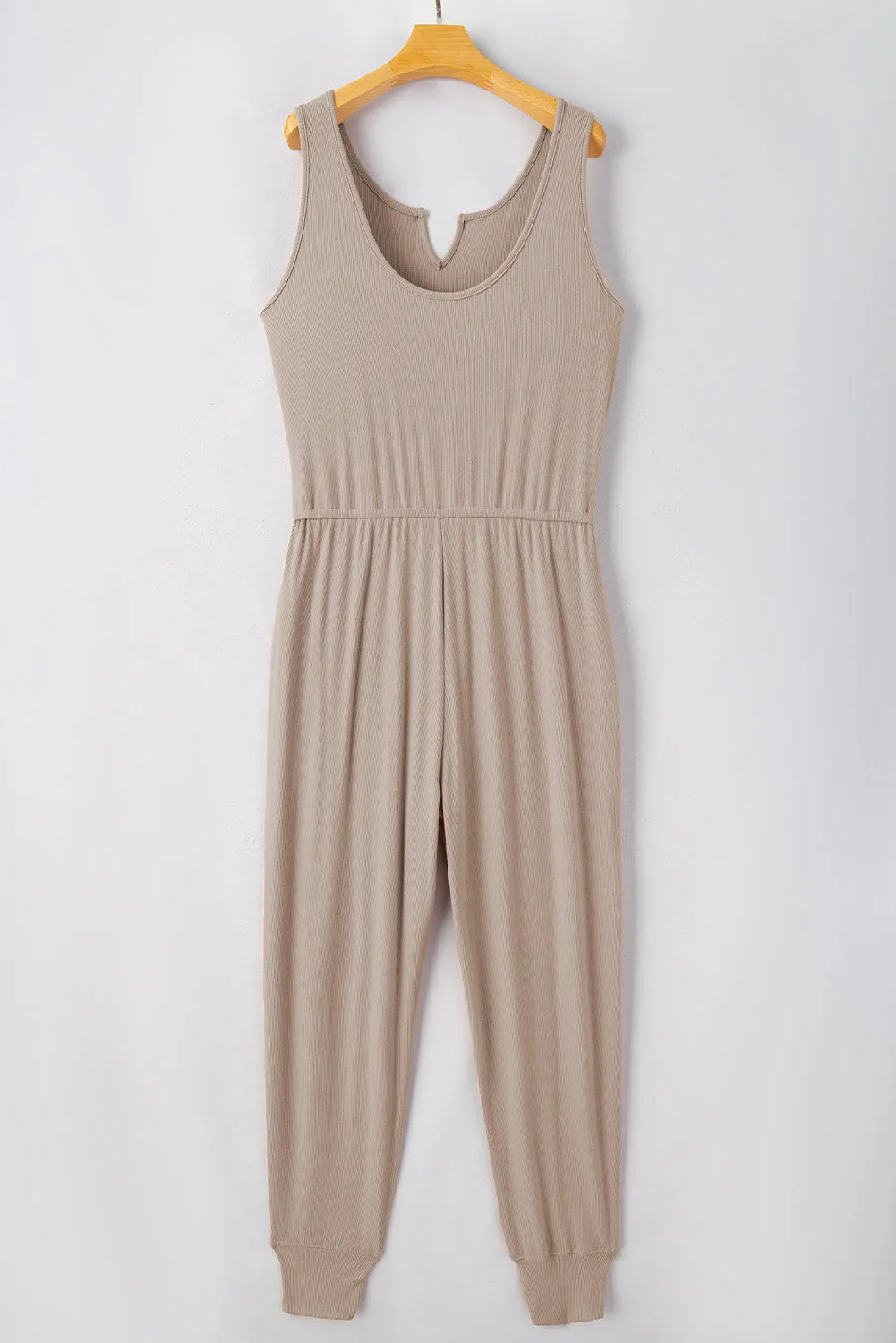 Notched Neck Sleeveless Jogger Jumpsuit