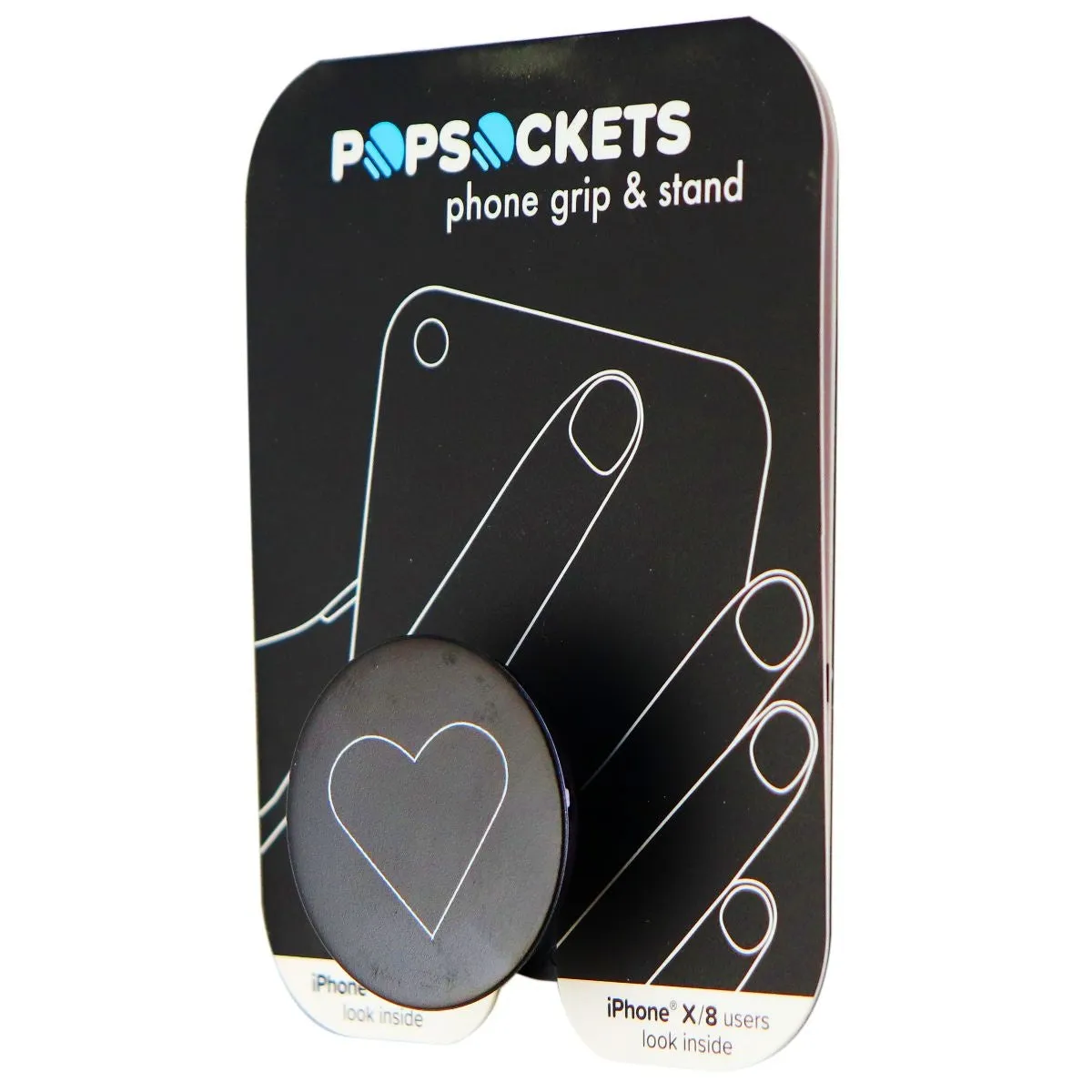 PopSockets: Collapsible Grip & Stand for Phones and Tablets - White Heart Black