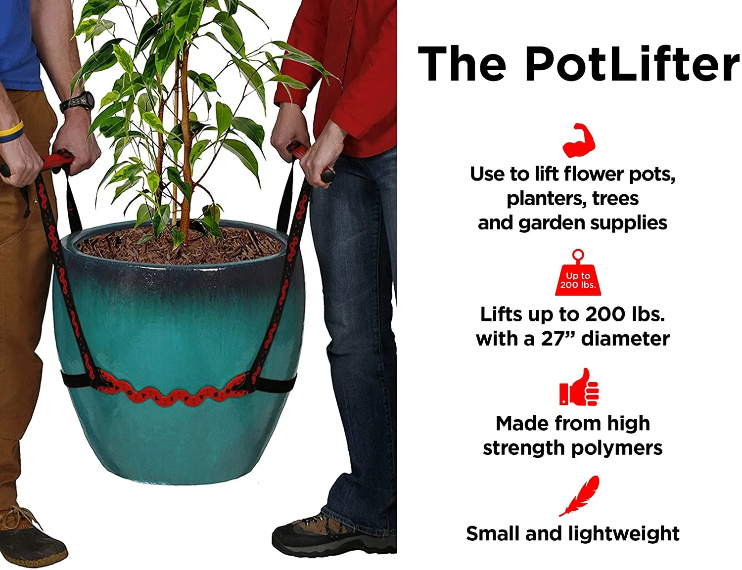 PotLifter - Potted Plant Mover and Essential Lifting Tool For Garden Flower Pots, Planters, Trees, Rocks - Lifts Up to 200 Pounds - A Plant Caddy Alternative, Easily Move Heavy Items Around Your Yard