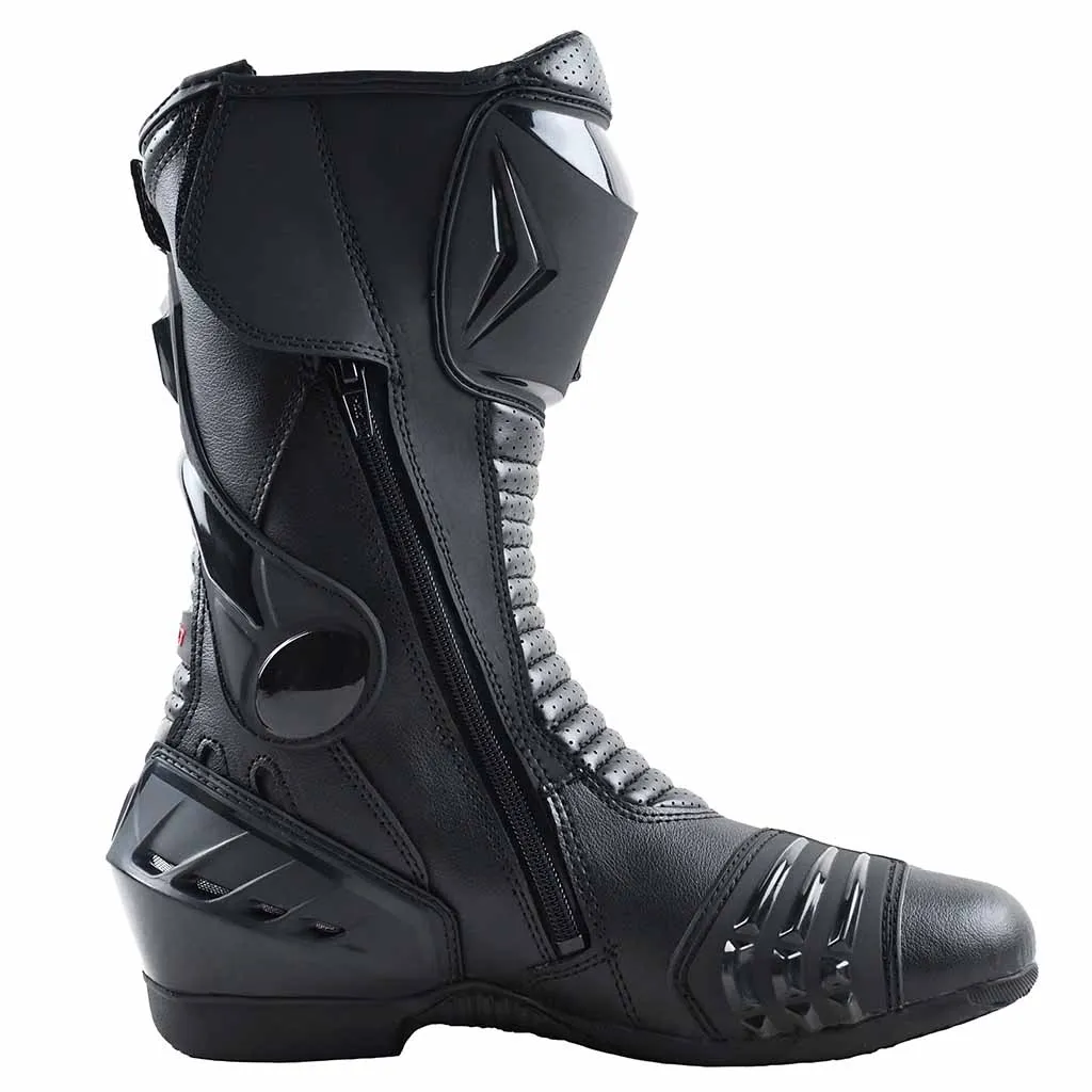 RIDERACT® Mens Road Motorcycle Boots Black Ready Sports Race Boots