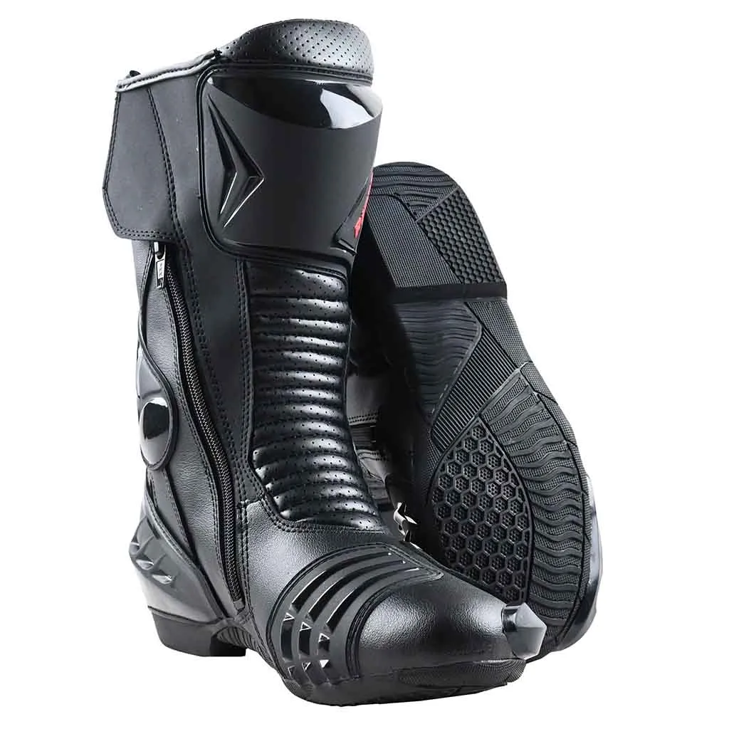 RIDERACT® Mens Road Motorcycle Boots Black Ready Sports Race Boots