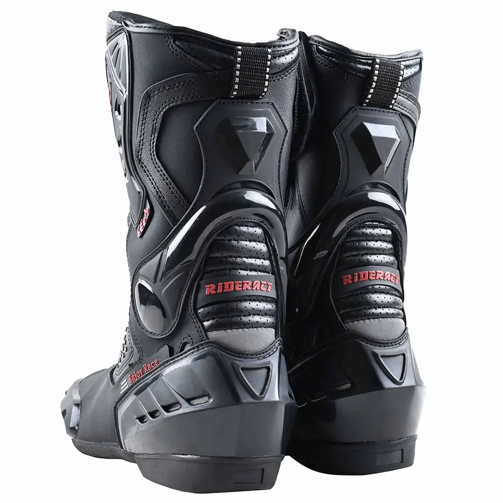 RIDERACT® Mens Road Motorcycle Boots Black Ready Sports Race Boots