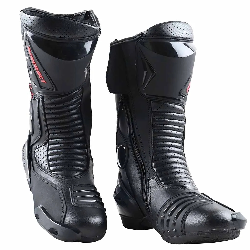 RIDERACT® Mens Road Motorcycle Boots Black Ready Sports Race Boots