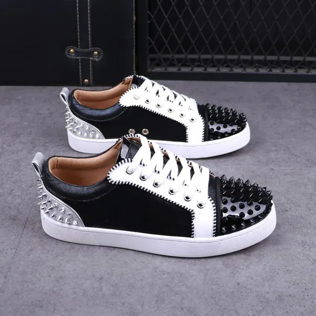 Rivet Decor Breathable Leather Sneakers