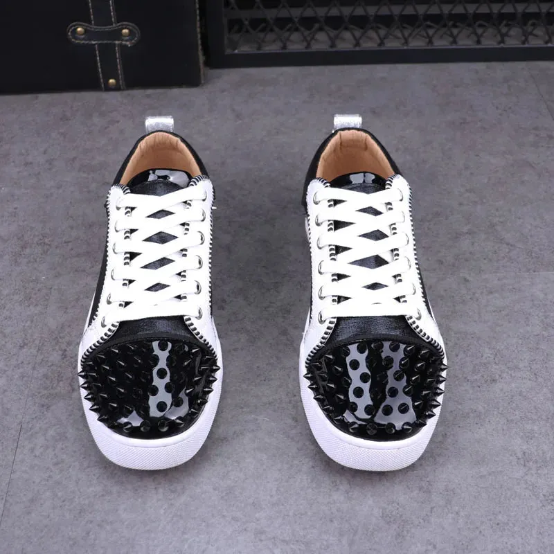 Rivet Decor Breathable Leather Sneakers