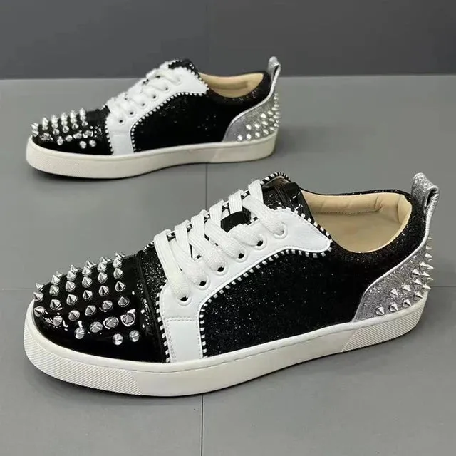 Rivet Decor Breathable Leather Sneakers