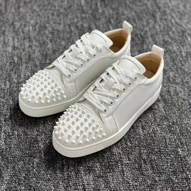 Rivet Decor Breathable Leather Sneakers