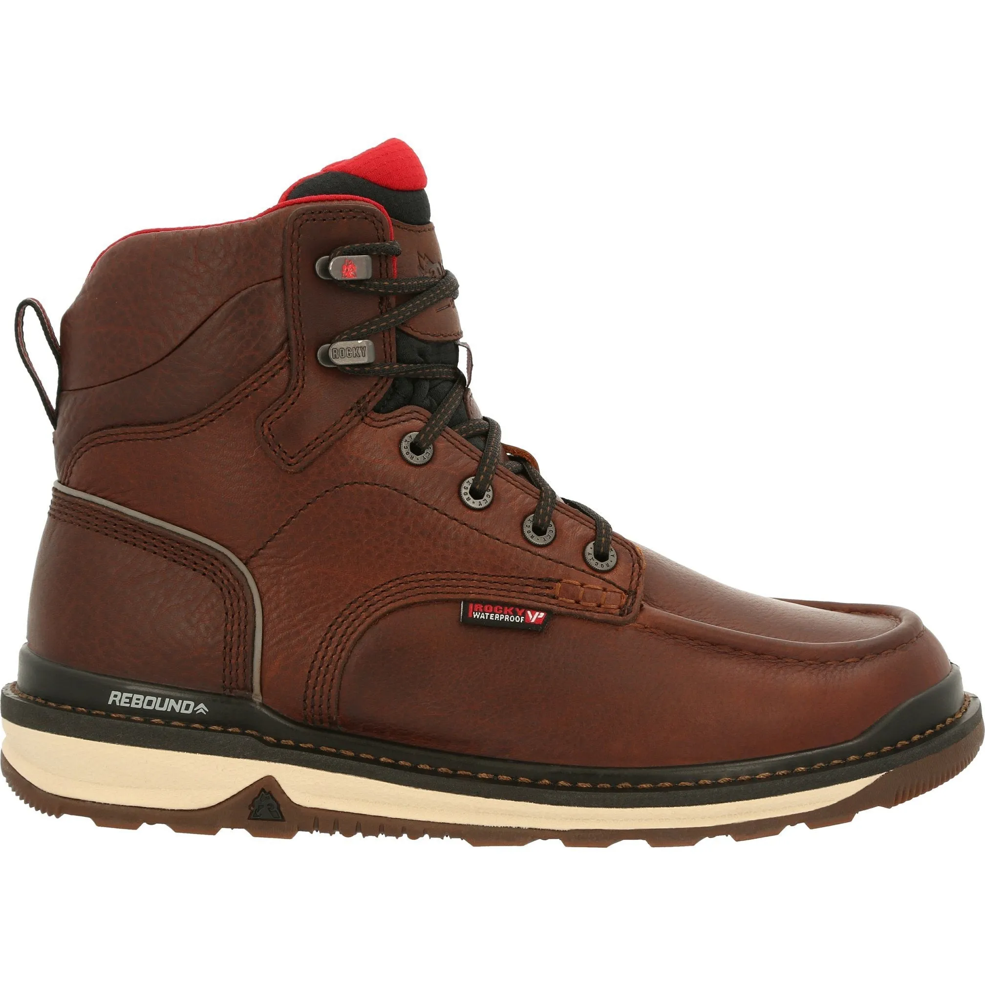 Rocky Men's Rams Horn 6" Waterproof Wedge Work Boot - Brown - RKK0321