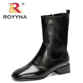 ROYYNA Trendy Comfy Low Heel Ankle Boots