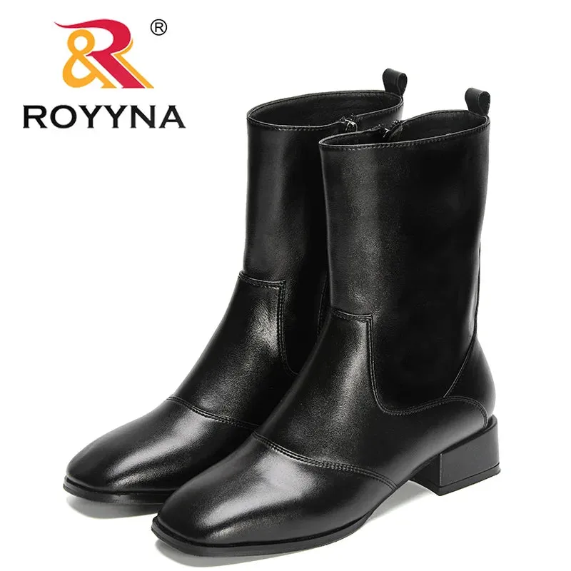 ROYYNA Trendy Comfy Low Heel Ankle Boots