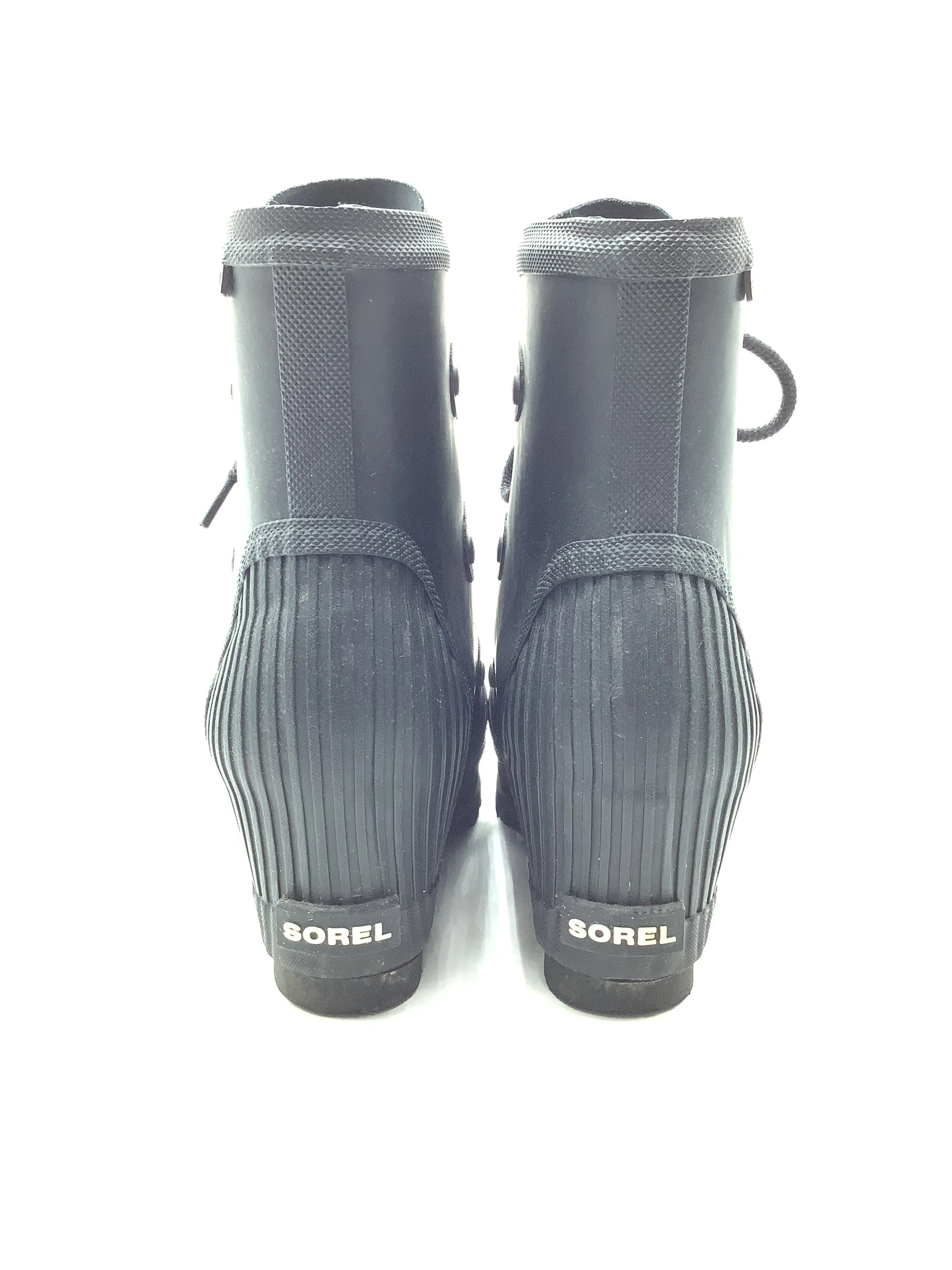 Sorel Women's Joan Wedge Rain Boots Rubber Black Size: 11