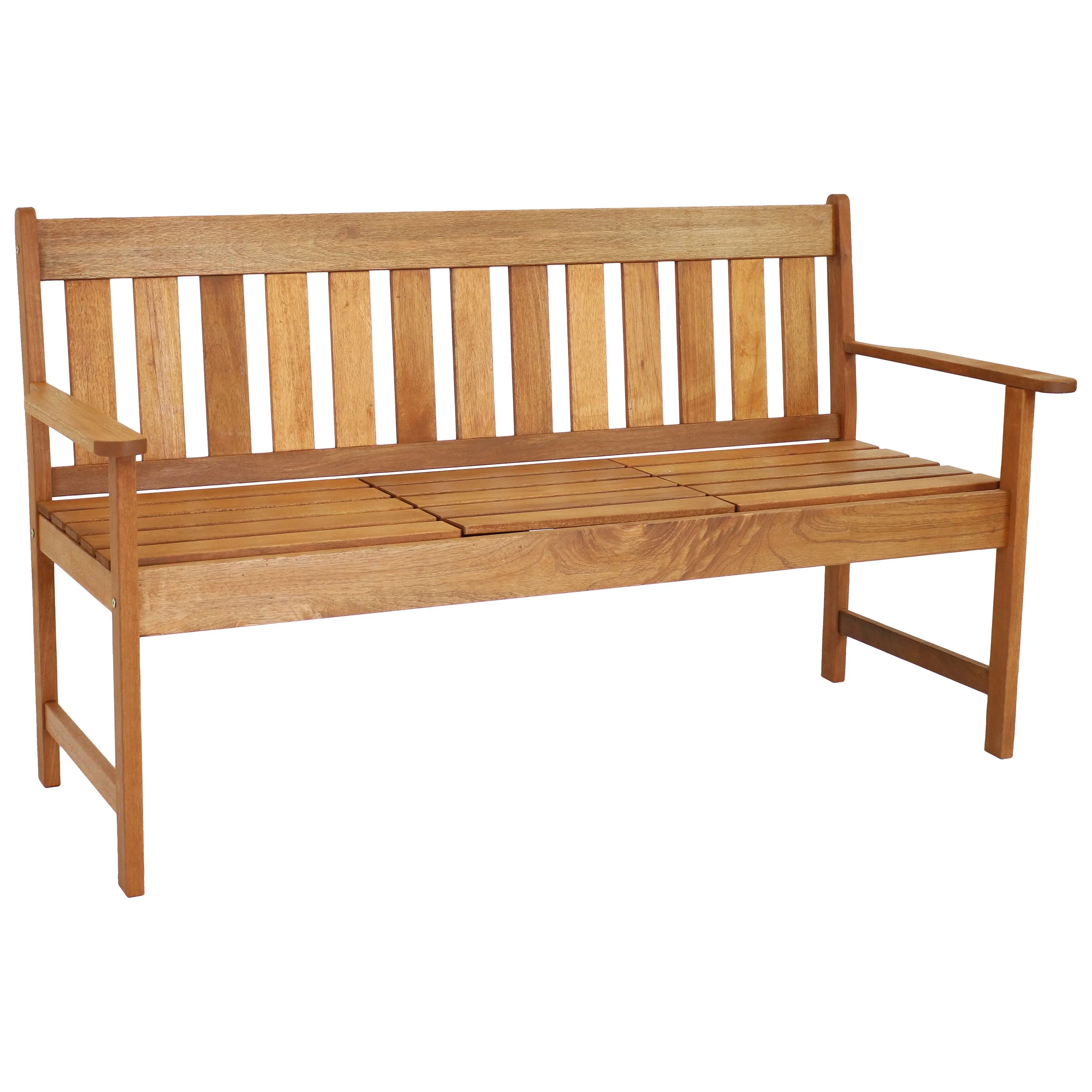 Sunnydaze Meranti Wood Outdoor Occasional Bench with Teak Oil Finish