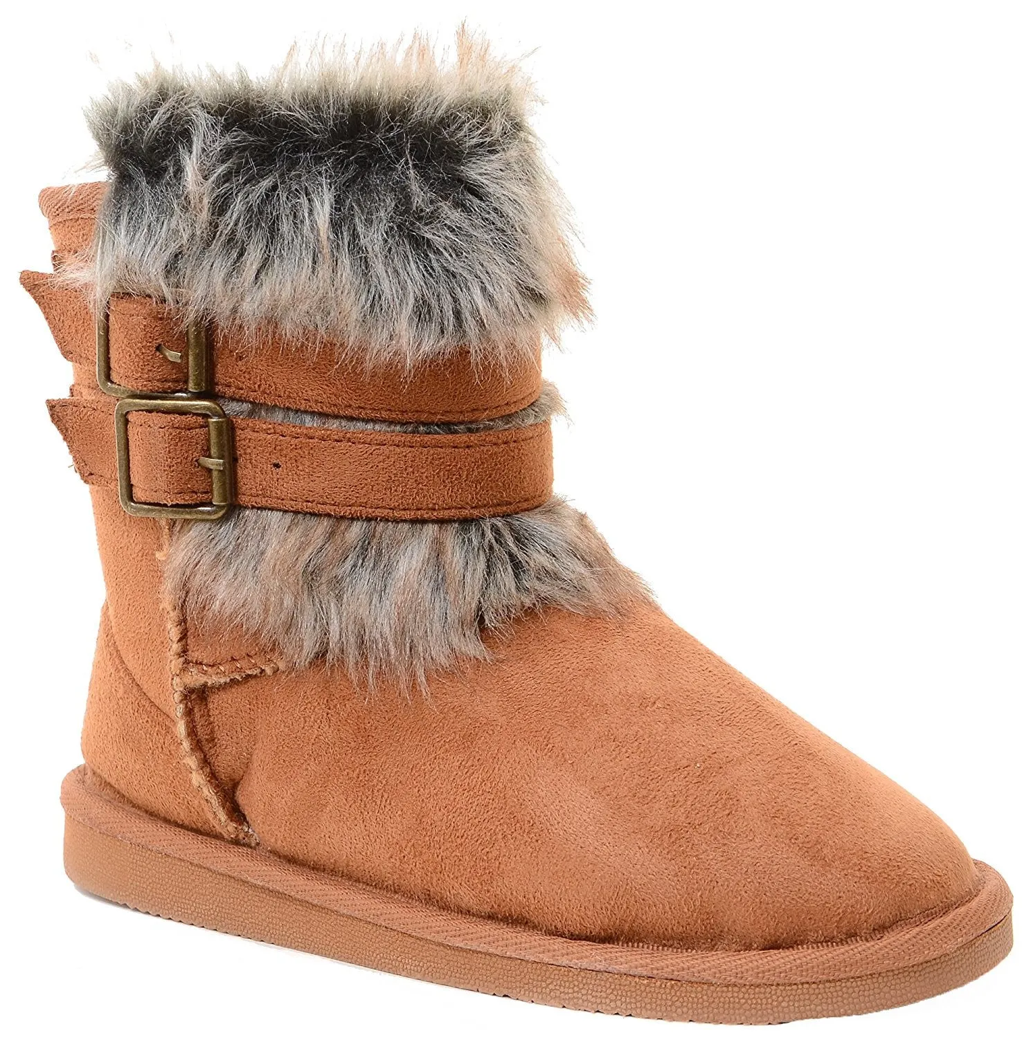 Super Furry Shearling Flat Eskimo Boots Women's Vegan Suede