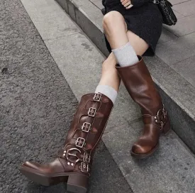 Thick High Heels Mid Calf Punk Gothic Boots