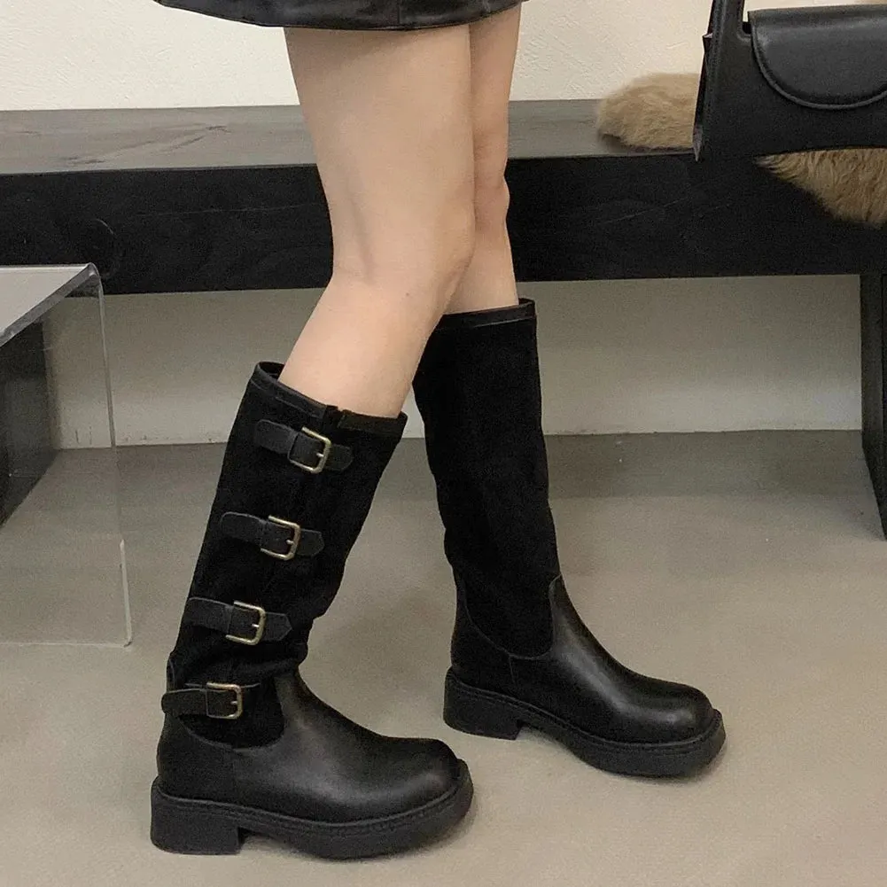 Thick High Heels Mid Calf Punk Gothic Boots