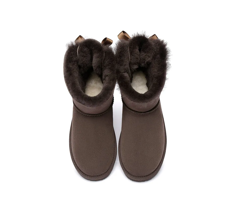 Urban UGG® UGG Boots Women Double faced Sheepskin Wool Mini Back Bow