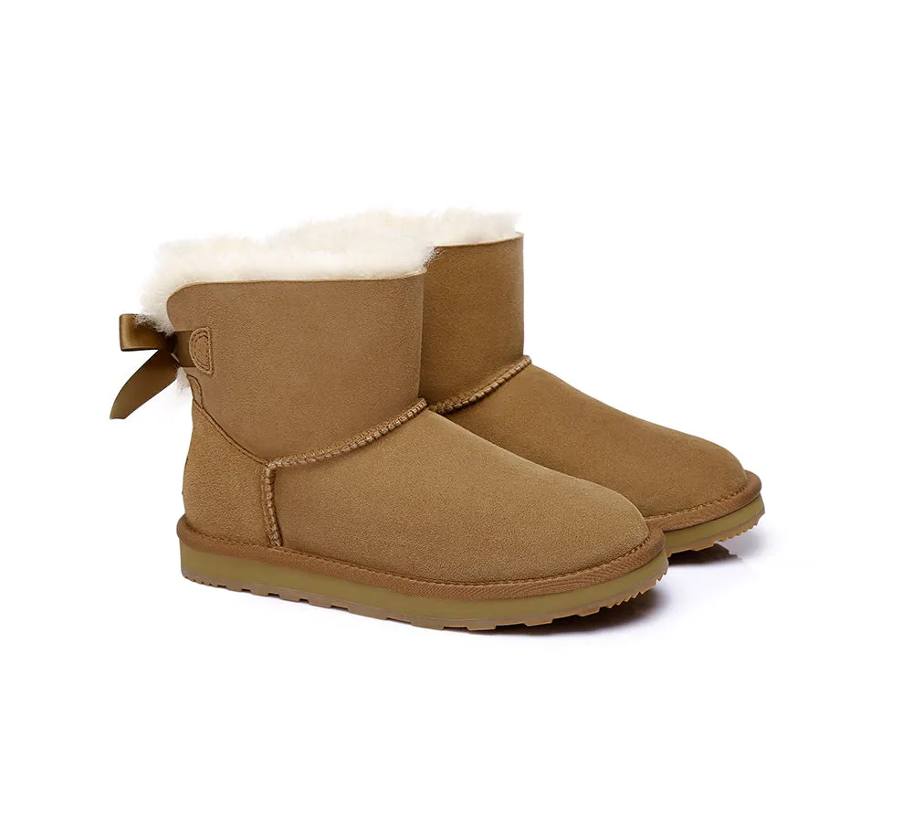 Urban UGG® UGG Boots Women Double faced Sheepskin Wool Mini Back Bow