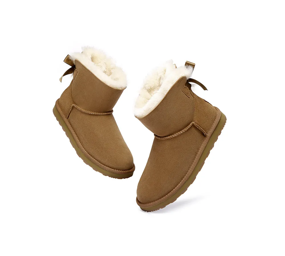 Urban UGG® UGG Boots Women Double faced Sheepskin Wool Mini Back Bow