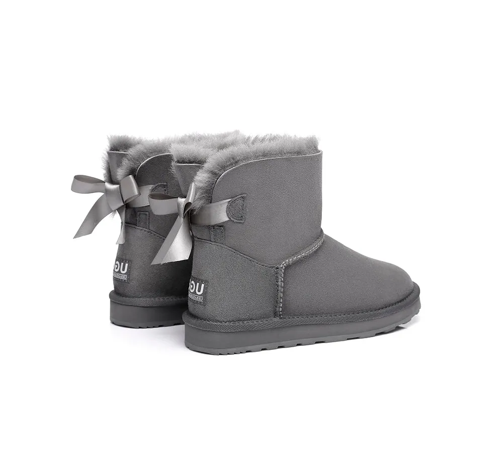 Urban UGG® UGG Boots Women Double faced Sheepskin Wool Mini Back Bow