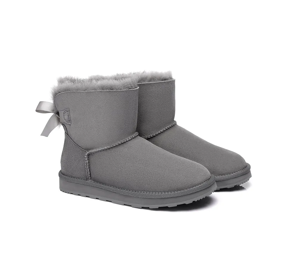 Urban UGG® UGG Boots Women Double faced Sheepskin Wool Mini Back Bow