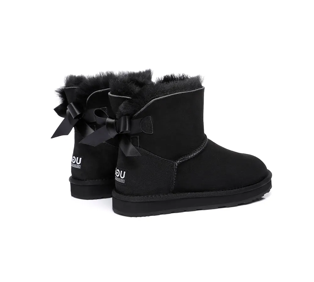 Urban UGG® UGG Boots Women Double faced Sheepskin Wool Mini Back Bow