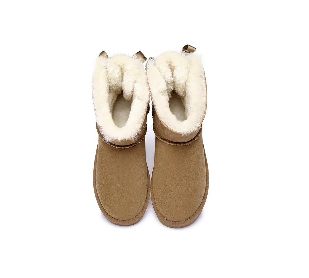 Urban UGG® UGG Boots Women Double faced Sheepskin Wool Mini Back Bow