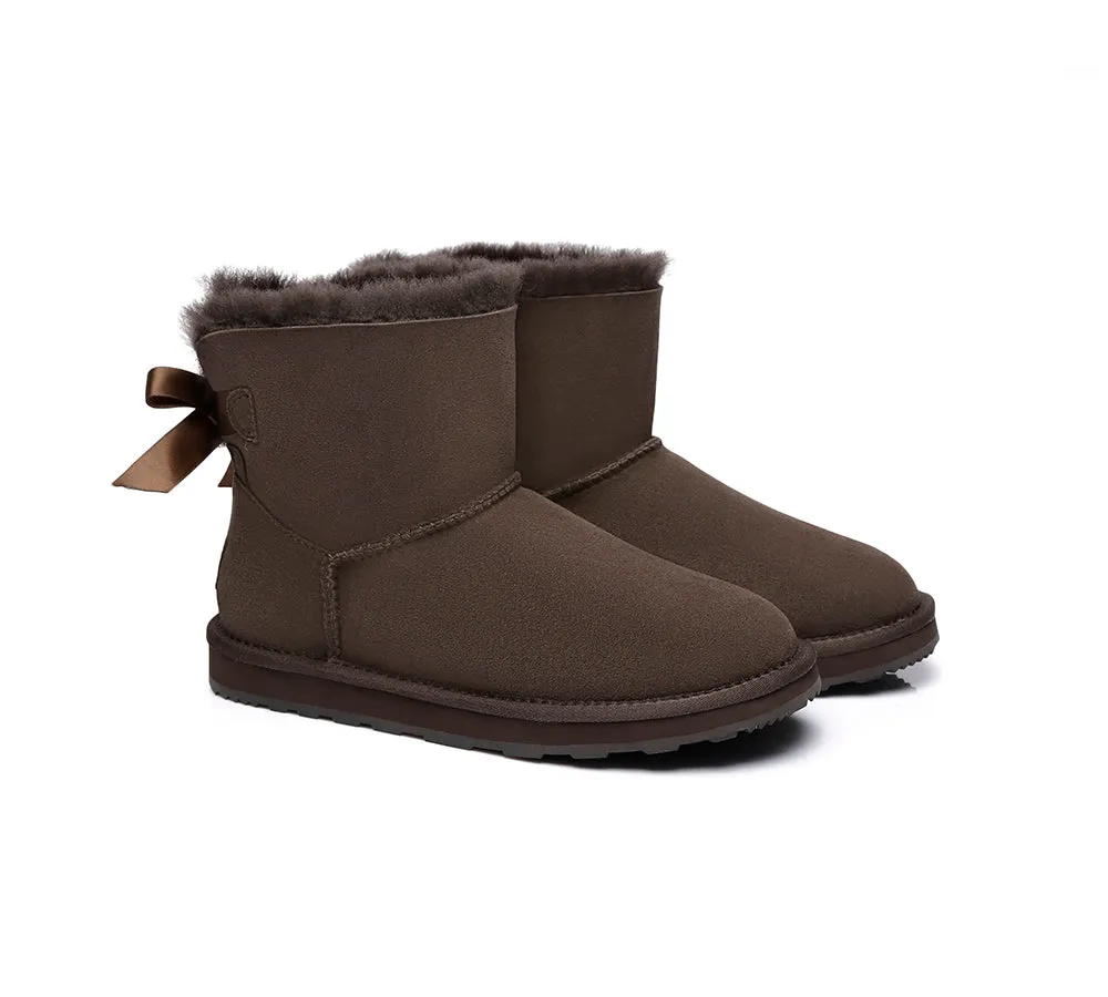 Urban UGG® UGG Boots Women Double faced Sheepskin Wool Mini Back Bow